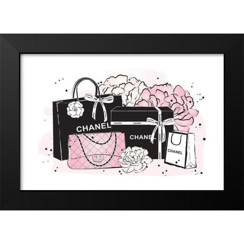Black Bag Peonies II Black Modern Wood Framed Art Print by Pavlova, Martina