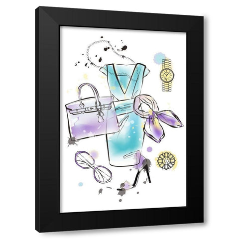 Fashion Flatlay Black Modern Wood Framed Art Print with Double Matting by Pavlova, Martina