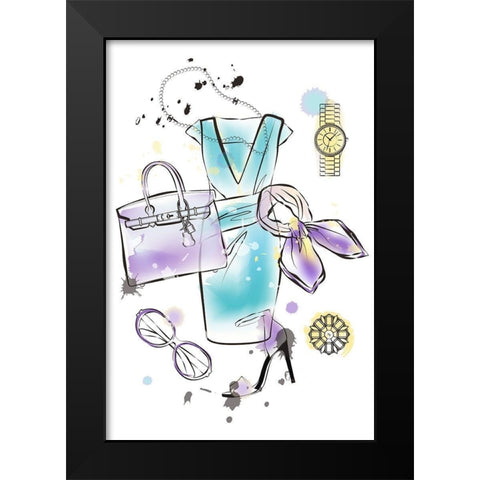 Fashion Flatlay Black Modern Wood Framed Art Print by Pavlova, Martina