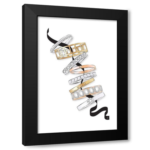 Bracelets Black Modern Wood Framed Art Print by Pavlova, Martina
