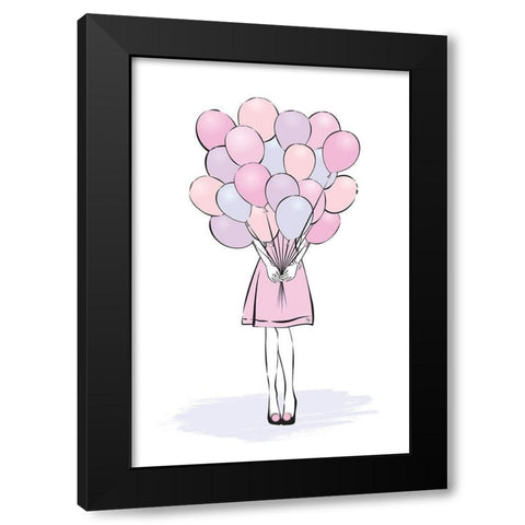 Balloons Black Modern Wood Framed Art Print by Pavlova, Martina