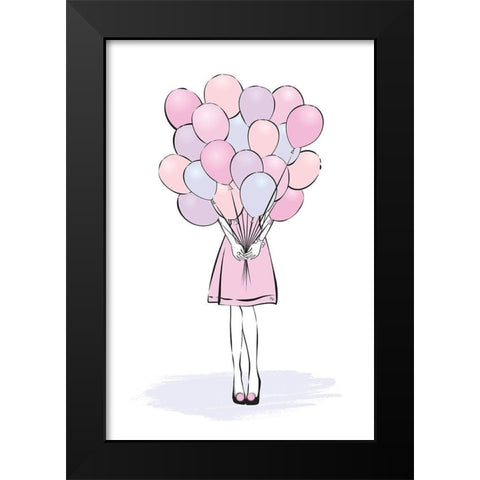 Balloons Black Modern Wood Framed Art Print by Pavlova, Martina