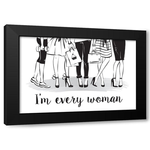 Every Woman Black Modern Wood Framed Art Print by Pavlova, Martina