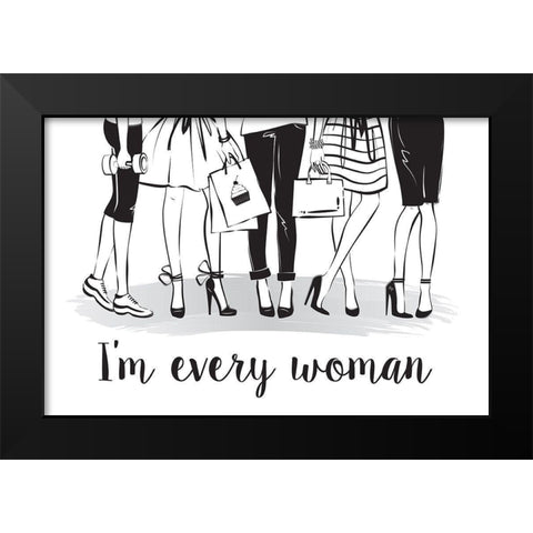 Every Woman Black Modern Wood Framed Art Print by Pavlova, Martina
