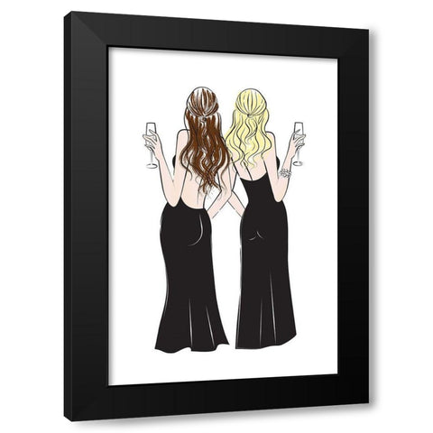 Cheers Girls I Black Modern Wood Framed Art Print with Double Matting by Pavlova, Martina