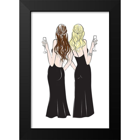 Cheers Girls I Black Modern Wood Framed Art Print by Pavlova, Martina