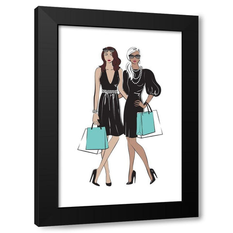 Shopping Friends I Black Modern Wood Framed Art Print with Double Matting by Pavlova, Martina