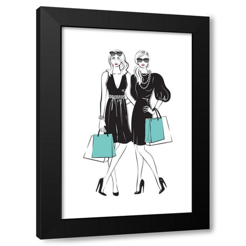 Shopping Friends II Black Modern Wood Framed Art Print with Double Matting by Pavlova, Martina