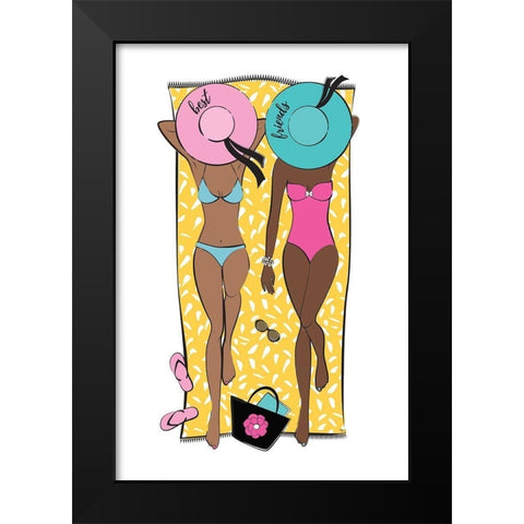 Summer Girls I Black Modern Wood Framed Art Print by Pavlova, Martina