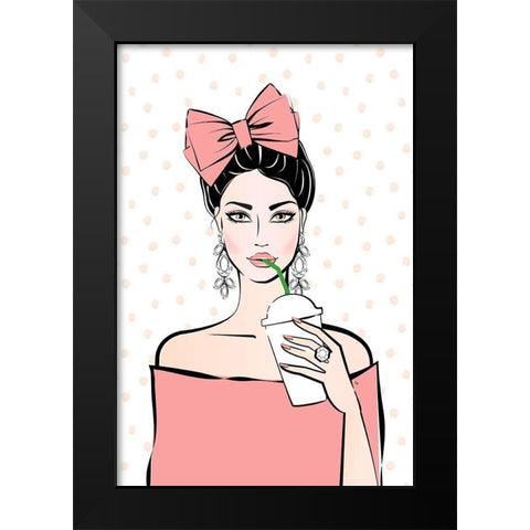 Bows and Drinks Black Modern Wood Framed Art Print by Pavlova, Martina