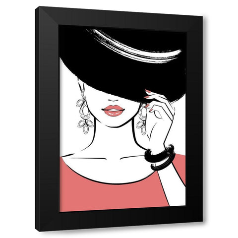 Hat Girl III Black Modern Wood Framed Art Print with Double Matting by Pavlova, Martina