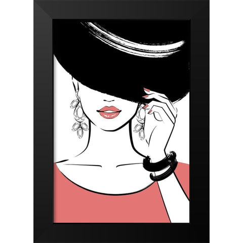 Hat Girl III Black Modern Wood Framed Art Print by Pavlova, Martina