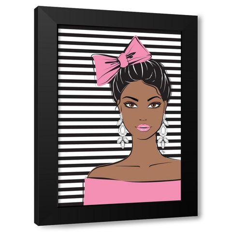 Bow Girl I Black Modern Wood Framed Art Print by Pavlova, Martina