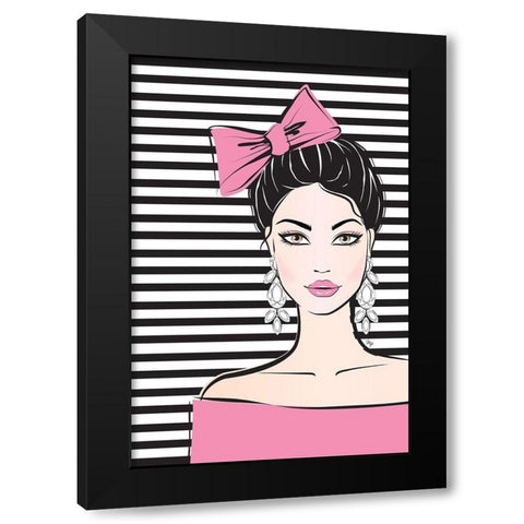 Bow Girl II Black Modern Wood Framed Art Print by Pavlova, Martina