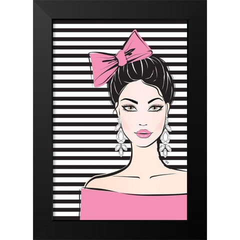Bow Girl II Black Modern Wood Framed Art Print by Pavlova, Martina