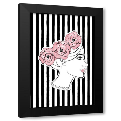 Flower Crown Black Modern Wood Framed Art Print by Pavlova, Martina