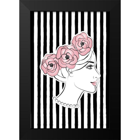 Flower Crown Black Modern Wood Framed Art Print by Pavlova, Martina
