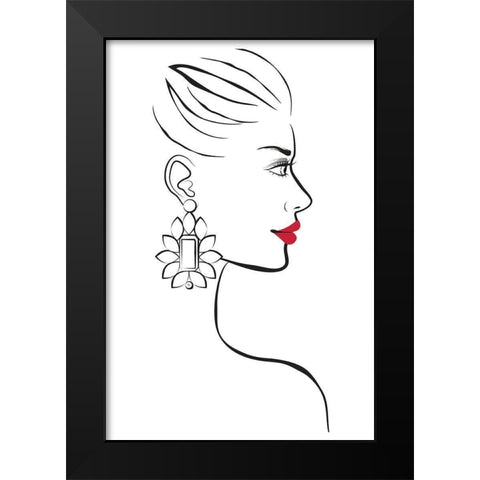 Earring I Black Modern Wood Framed Art Print by Pavlova, Martina
