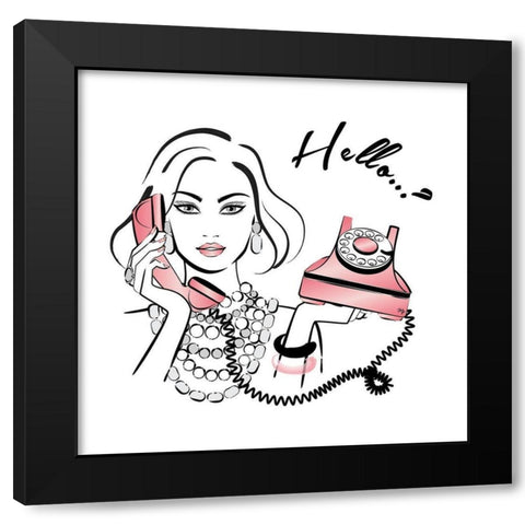 Hello Black Modern Wood Framed Art Print by Pavlova, Martina