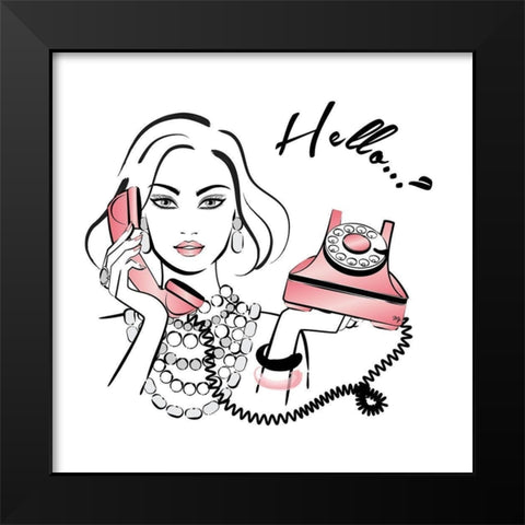 Hello Black Modern Wood Framed Art Print by Pavlova, Martina