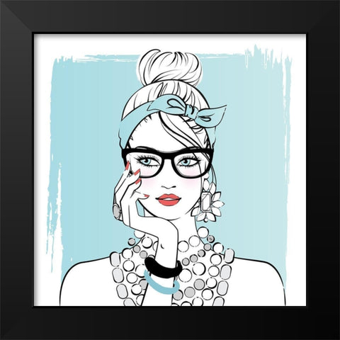 Planner Girl Black Modern Wood Framed Art Print by Pavlova, Martina