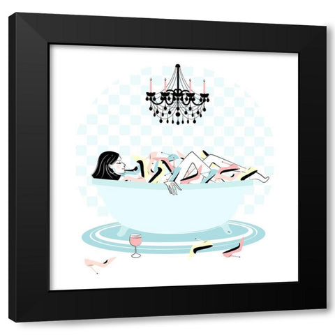 Shoe Bath Black Modern Wood Framed Art Print by Pavlova, Martina