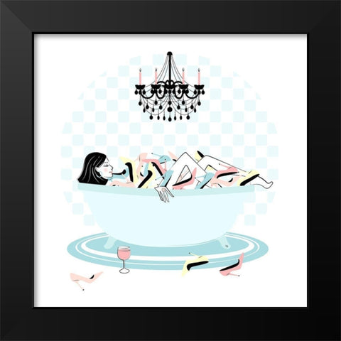 Shoe Bath Black Modern Wood Framed Art Print by Pavlova, Martina
