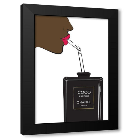 Perfume Drink Black Modern Wood Framed Art Print by Pavlova, Martina