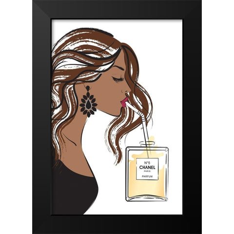 Girl Drink I Black Modern Wood Framed Art Print by Pavlova, Martina