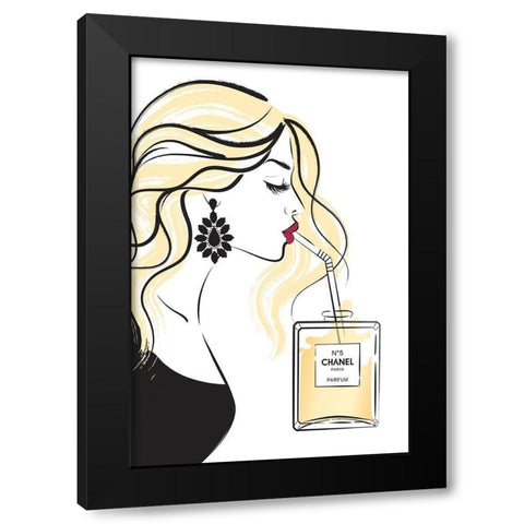Girl Drink II Black Modern Wood Framed Art Print with Double Matting by Pavlova, Martina