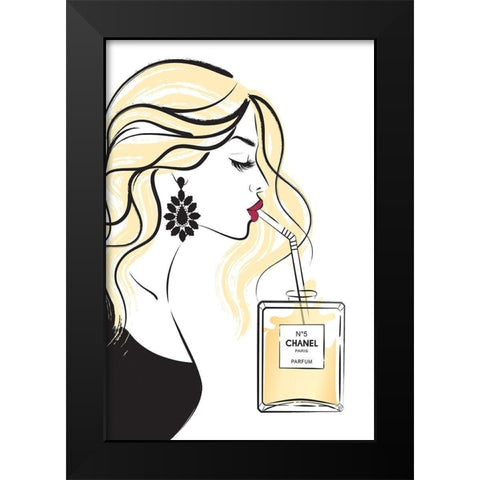 Girl Drink II Black Modern Wood Framed Art Print by Pavlova, Martina