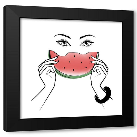 Smile Black Modern Wood Framed Art Print by Pavlova, Martina