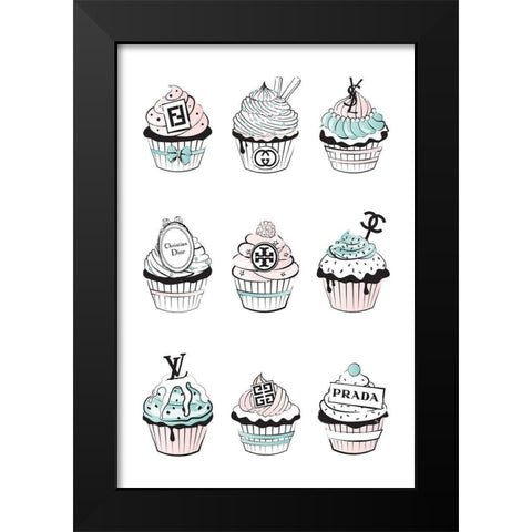 Cupcakes II Black Modern Wood Framed Art Print by Pavlova, Martina
