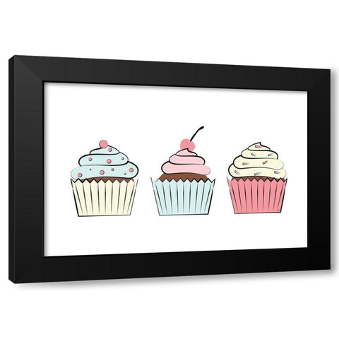 Cupcakes III Black Modern Wood Framed Art Print by Pavlova, Martina