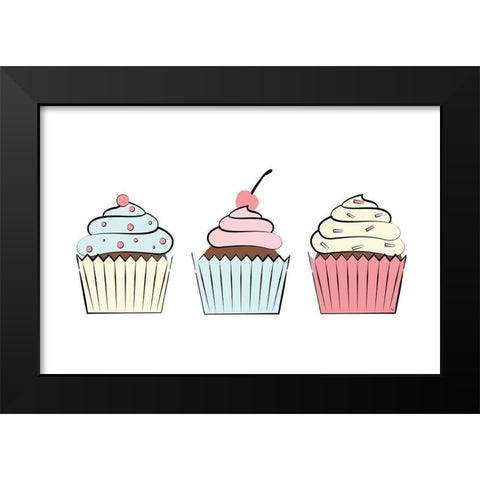 Cupcakes III Black Modern Wood Framed Art Print by Pavlova, Martina
