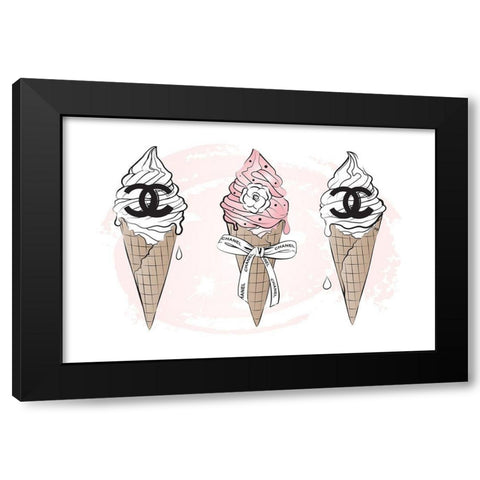 Ice Cream Black Modern Wood Framed Art Print by Pavlova, Martina