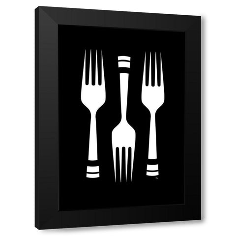 Forks Black Modern Wood Framed Art Print by Pavlova, Martina