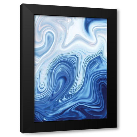 Blue Marble Black Modern Wood Framed Art Print by Pavlova, Martina