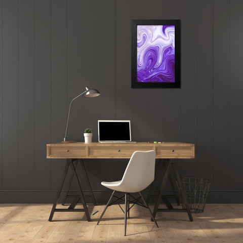 Purple Marble Black Modern Wood Framed Art Print by Pavlova, Martina