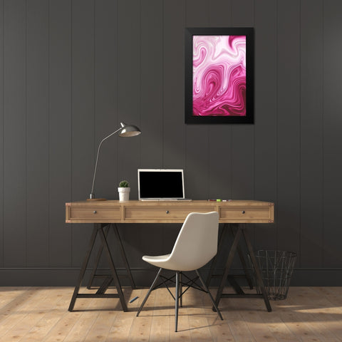 Pink Marble Black Modern Wood Framed Art Print by Pavlova, Martina