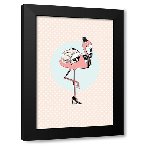 Flamingo Black Modern Wood Framed Art Print by Pavlova, Martina