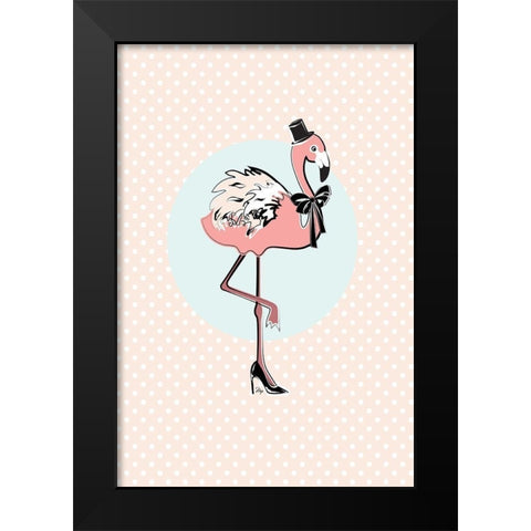 Flamingo Black Modern Wood Framed Art Print by Pavlova, Martina