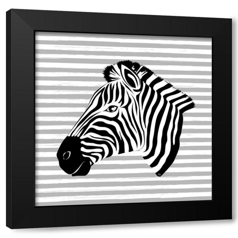 Striped Zebra Black Modern Wood Framed Art Print by Pavlova, Martina