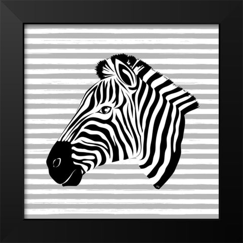 Striped Zebra Black Modern Wood Framed Art Print by Pavlova, Martina