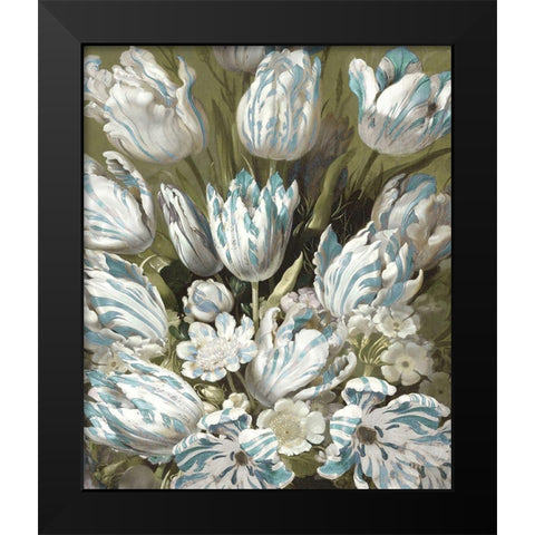 Tulip Bouquet in Aqua Black Modern Wood Framed Art Print by McQueen, Angela