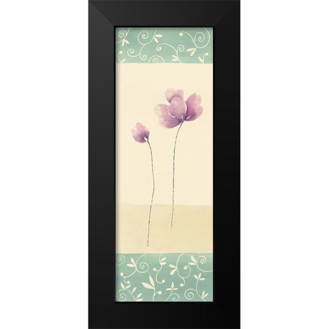 Fleurs roses et ornements II Black Modern Wood Framed Art Print by Blondel, Marianne