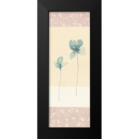 Fleurs bleues et ornements I Black Modern Wood Framed Art Print by Blondel, Marianne