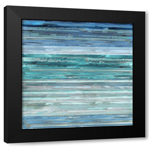 Strata In Aqua Black Modern Wood Framed Art Print by Shields, Matt