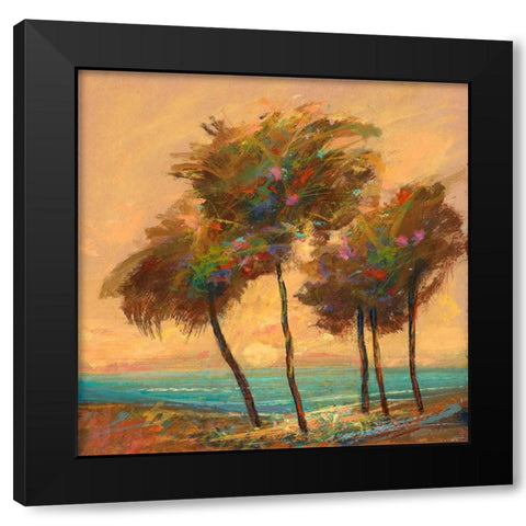 Palms Setting Sun Black Modern Wood Framed Art Print by Tienhaara, Michael