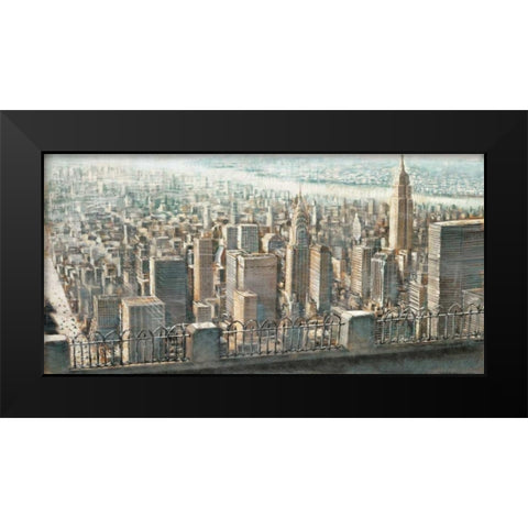 City View of Manhattan Black Modern Wood Framed Art Print by Daniels, Matthew